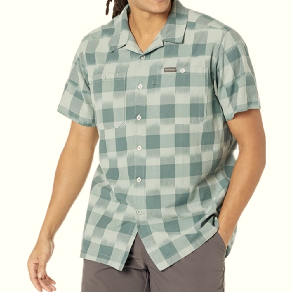 Columbia Scenic Ridge Men's Short Sleeve Cotton Shirt Metal Ikat XL NWT